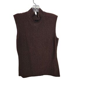 Escada Brown Wool Sleeveless Turtleneck Sweater Top W/ Back Zipper size 38